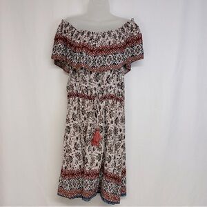 Knox Rose Peasant Midi Dress Size XXL Sleeveless Floral Stretchy Multicolor Boho